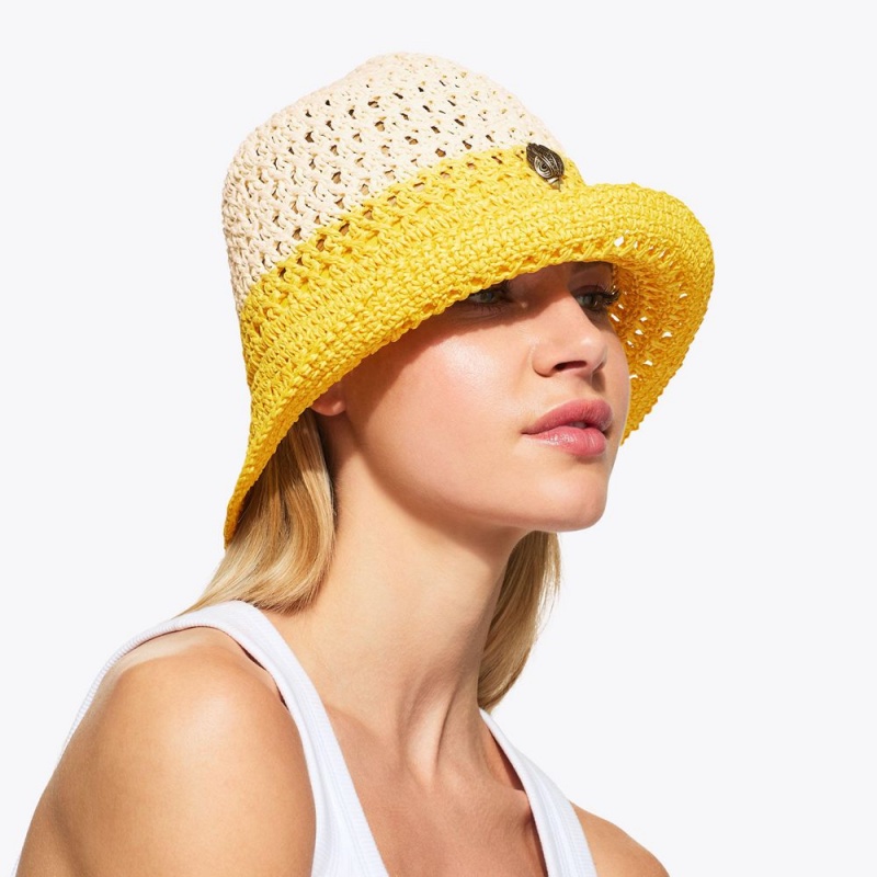 Kurt Geiger Straw Bucket Hat Galbeni | HOMNKF-359